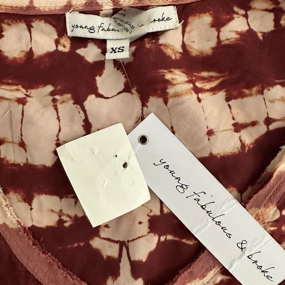 Young Fabulous & Broke Tie Dye Sleeveless Shirt Red Peach Womens XS NWT - Picture 5 of 7